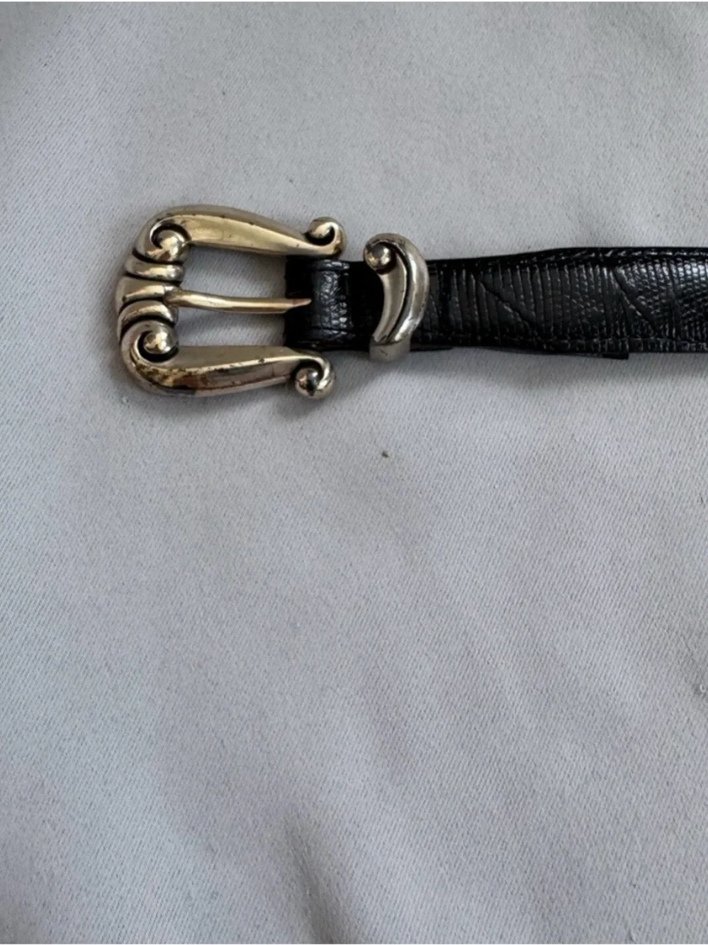 Vintage 1996 Brighton Black Leather Silver Scrollwork Belt Rare Size Small